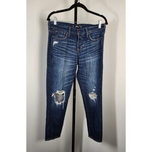Hollister Vintage Boyfriend Jeans W27 Distressed Ripped Dark Wash Denim